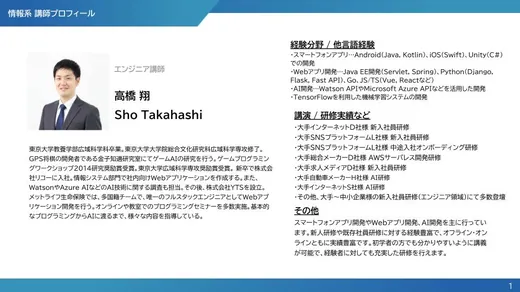 高橋 翔 講師プロフィール